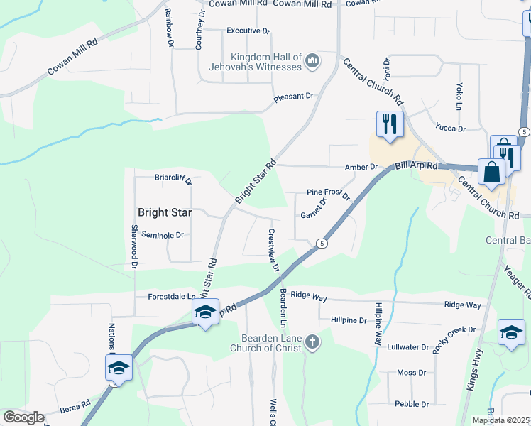 map of restaurants, bars, coffee shops, grocery stores, and more near 25 Fox Hall Drive in Douglasville