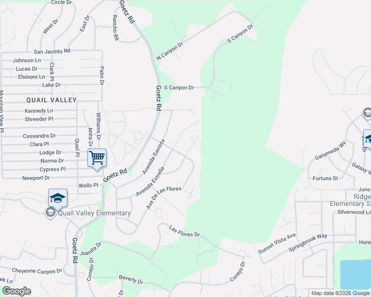 map of restaurants, bars, coffee shops, grocery stores, and more near 28628 Avenida Estrella in Menifee