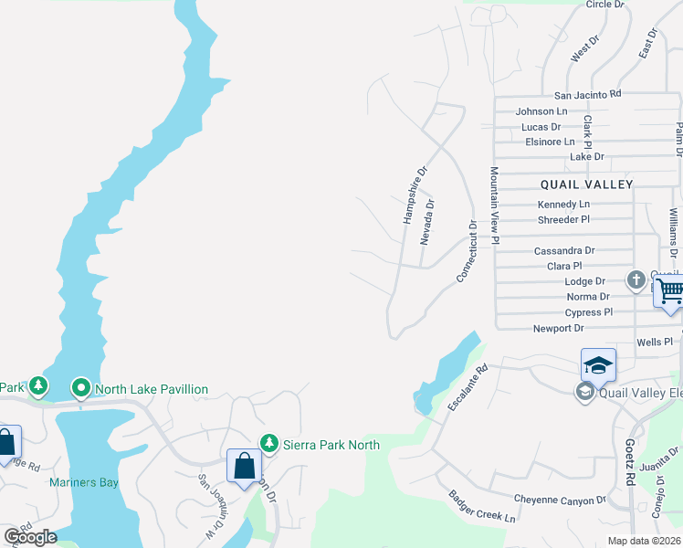 map of restaurants, bars, coffee shops, grocery stores, and more near Idaho Place in Menifee