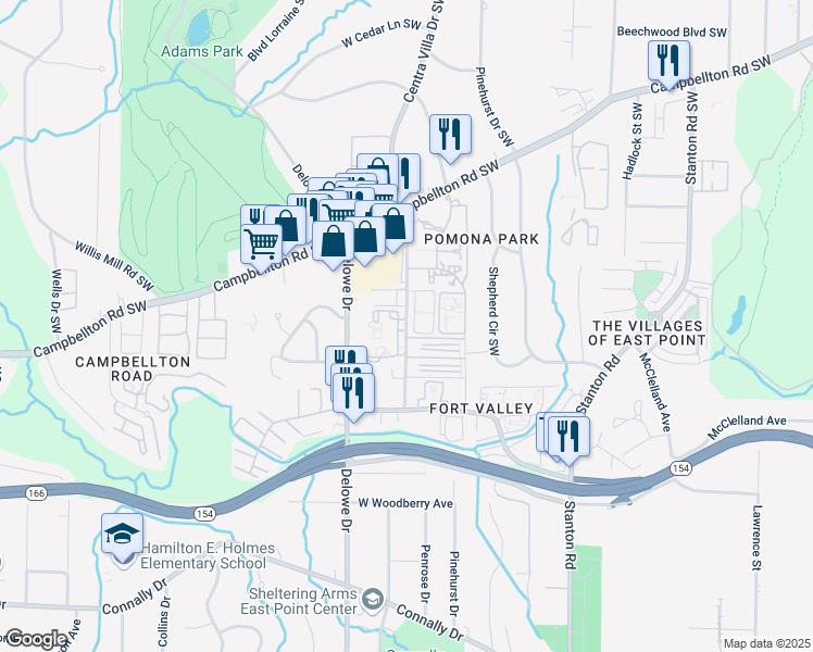 map of restaurants, bars, coffee shops, grocery stores, and more near 1870 Myrtle Drive Southwest in Atlanta