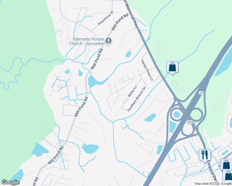 map of restaurants, bars, coffee shops, grocery stores, and more near 202 Laney Street in Myrtle Beach
