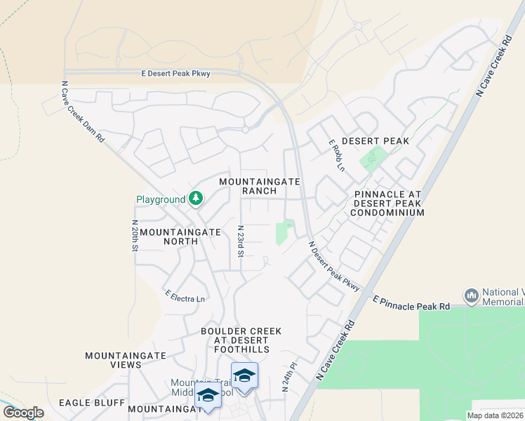 map of restaurants, bars, coffee shops, grocery stores, and more near 23914 North 23rd Way in Phoenix