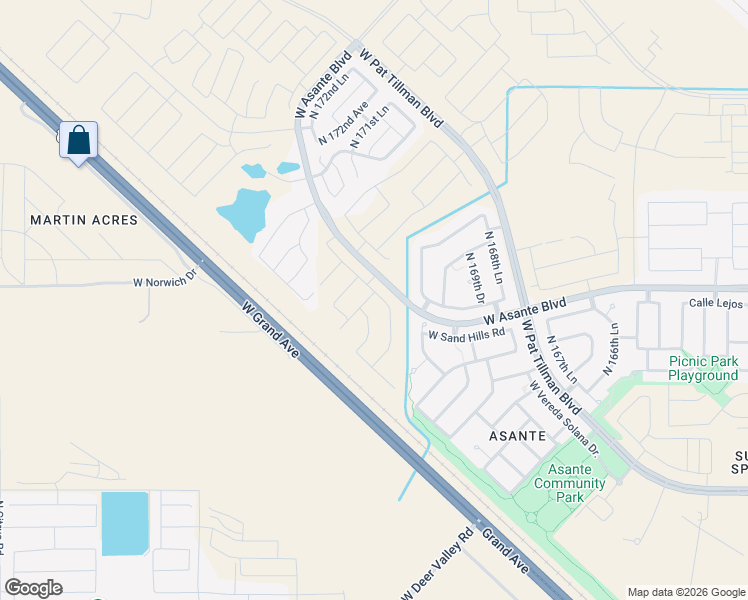map of restaurants, bars, coffee shops, grocery stores, and more near 17191 West Charlotte Drive in Surprise