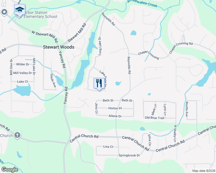 map of restaurants, bars, coffee shops, grocery stores, and more near 5060 Lake Field Dr in Douglasville