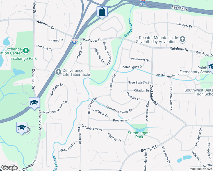 map of restaurants, bars, coffee shops, grocery stores, and more near 3640 Freda Court in Decatur