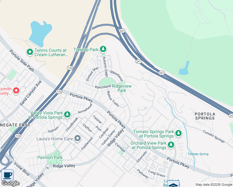 map of restaurants, bars, coffee shops, grocery stores, and more near 22 Gray Dove in Irvine