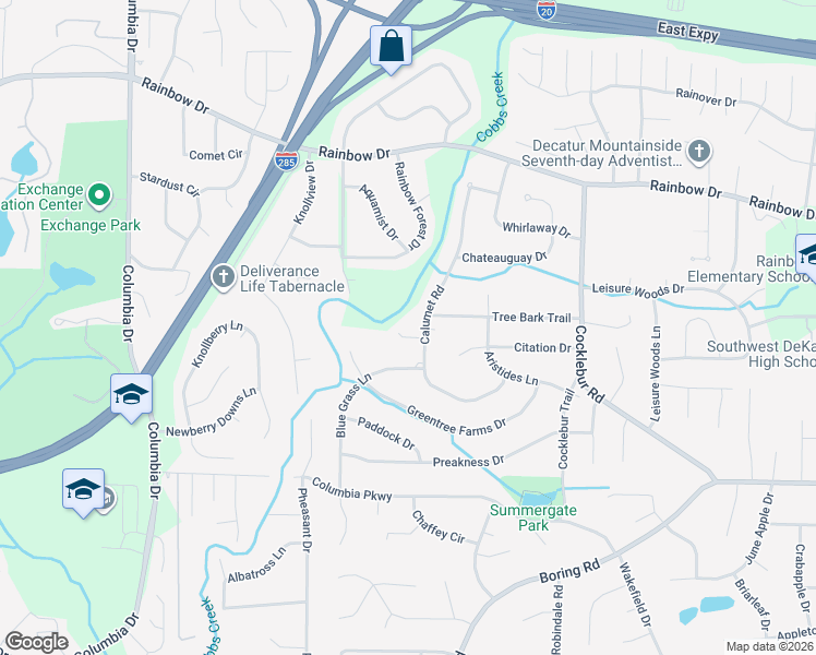 map of restaurants, bars, coffee shops, grocery stores, and more near 3640 Freda Court in Decatur