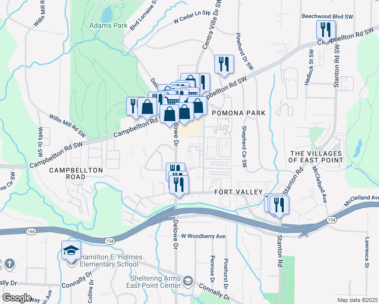map of restaurants, bars, coffee shops, grocery stores, and more near 1901 Myrtle Drive Southwest in Atlanta