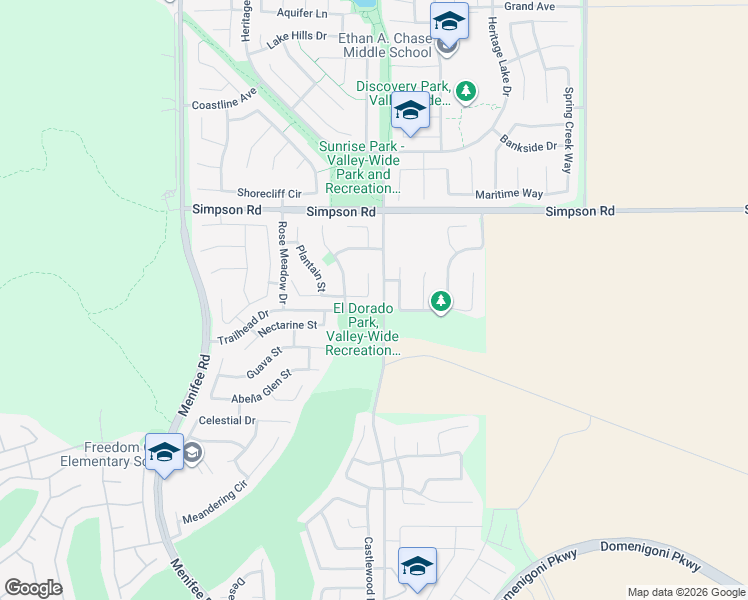 map of restaurants, bars, coffee shops, grocery stores, and more near 28740 Acanthus Court in Menifee