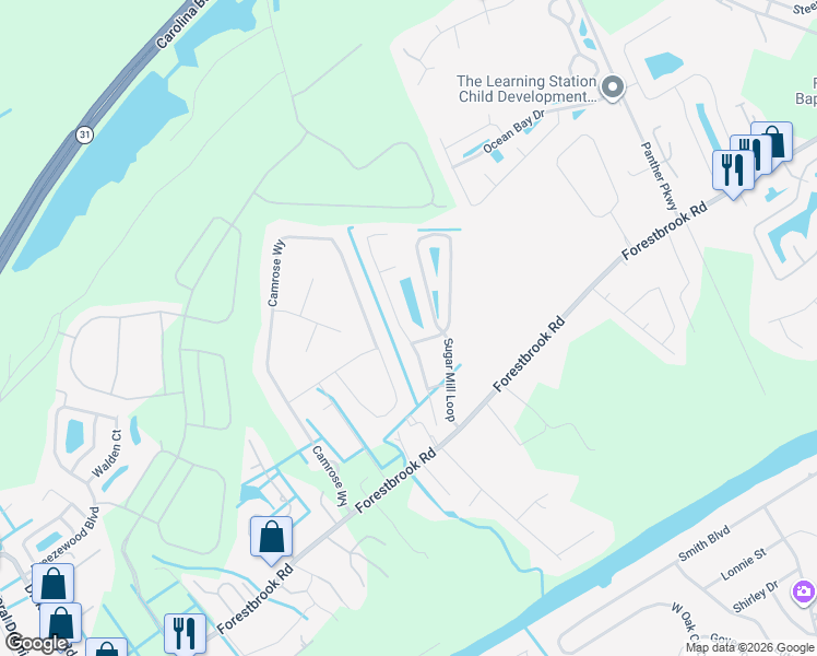 map of restaurants, bars, coffee shops, grocery stores, and more near 681 Rambler Court in Myrtle Beach