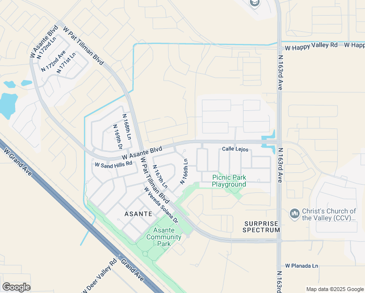map of restaurants, bars, coffee shops, grocery stores, and more near 24142 North 166th Court in Surprise