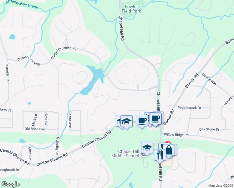 map of restaurants, bars, coffee shops, grocery stores, and more near 3755 Highland Oaks in Douglasville