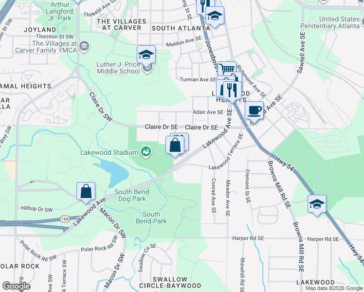 map of restaurants, bars, coffee shops, grocery stores, and more near 113 Hillside Avenue Southeast in Atlanta