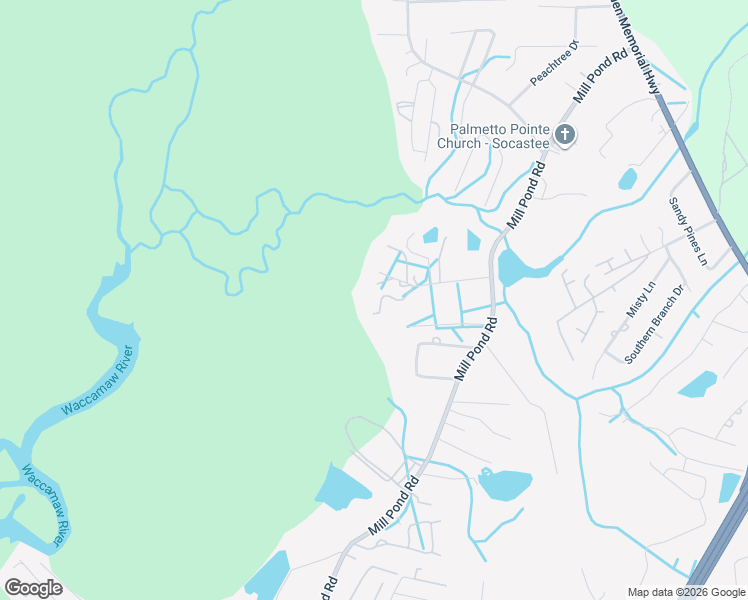 map of restaurants, bars, coffee shops, grocery stores, and more near 6115 Brothers Hill Road in Myrtle Beach