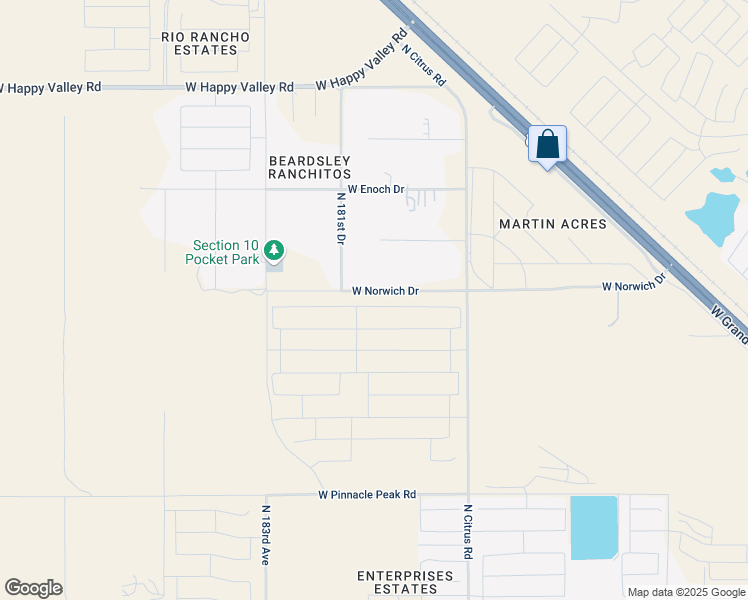 map of restaurants, bars, coffee shops, grocery stores, and more near 18048 West Norwich Drive in Surprise