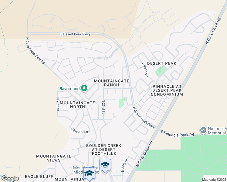 map of restaurants, bars, coffee shops, grocery stores, and more near 23914 North 23rd Way in Phoenix