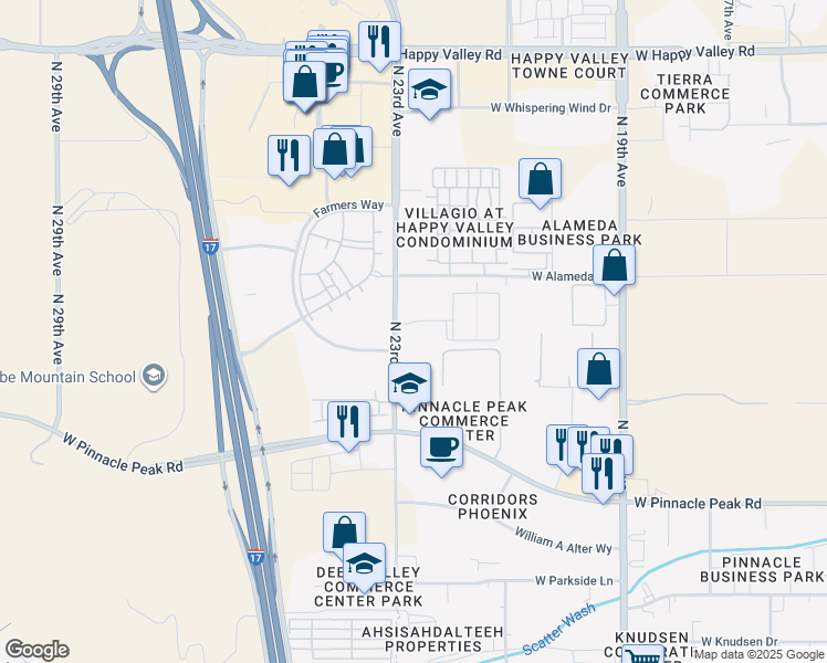map of restaurants, bars, coffee shops, grocery stores, and more near 23751 North 23rd Avenue in Phoenix