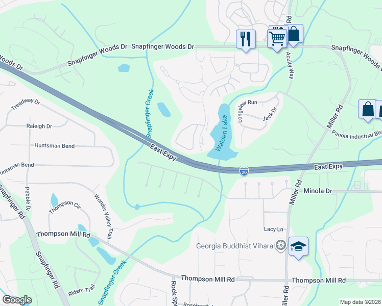 map of restaurants, bars, coffee shops, grocery stores, and more near 2849 Snapfinger Manor in Decatur
