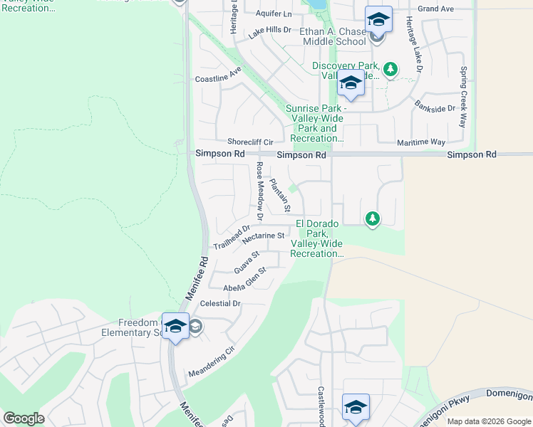 map of restaurants, bars, coffee shops, grocery stores, and more near 29295 Pineleaf Street in Menifee