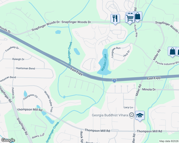 map of restaurants, bars, coffee shops, grocery stores, and more near 2849 Snapfinger Manor in Decatur