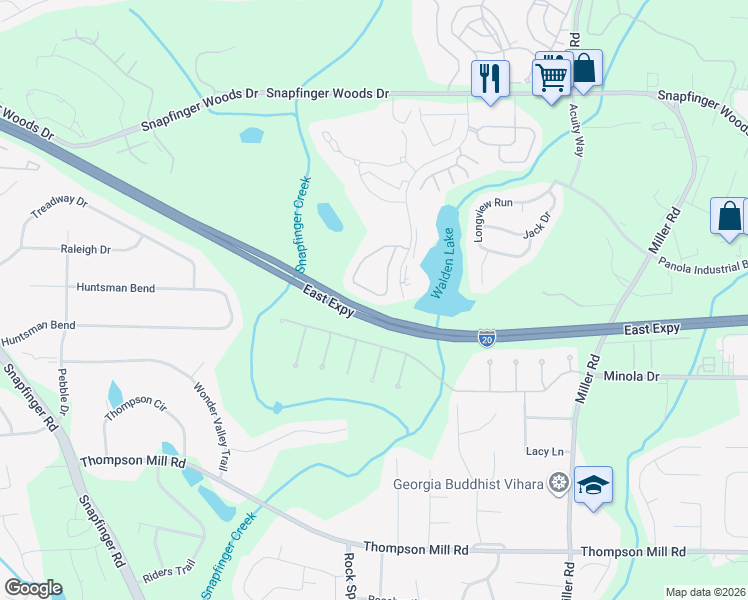 map of restaurants, bars, coffee shops, grocery stores, and more near 2849 Snapfinger Manor in Decatur