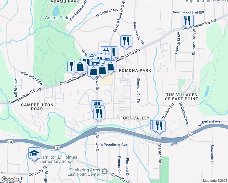 map of restaurants, bars, coffee shops, grocery stores, and more near 1870 Myrtle Drive Southwest in Atlanta