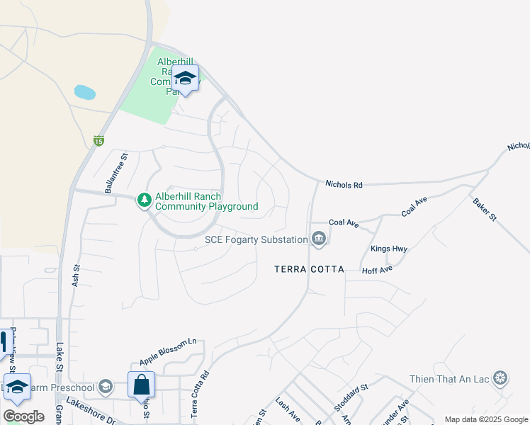 map of restaurants, bars, coffee shops, grocery stores, and more near 4273 Empressa Circle in Lake Elsinore