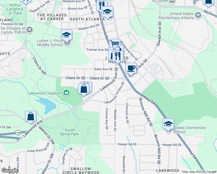 map of restaurants, bars, coffee shops, grocery stores, and more near 25 Stillman Street Southeast in Atlanta