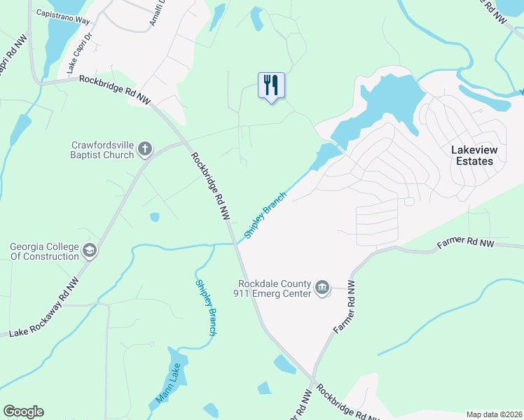 map of restaurants, bars, coffee shops, grocery stores, and more near 2265 Rockbridge Road Northwest in Conyers