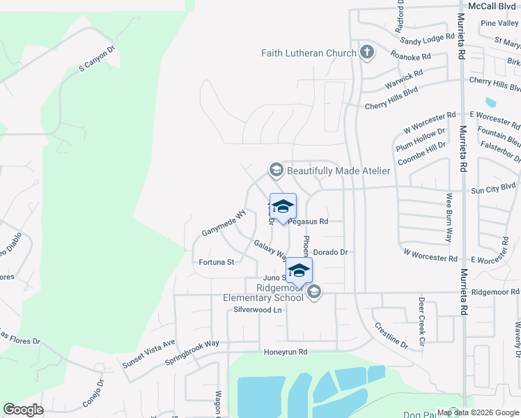 map of restaurants, bars, coffee shops, grocery stores, and more near 28743 Argo Drive in Menifee