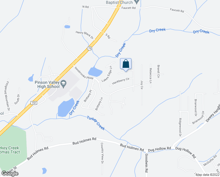 map of restaurants, bars, coffee shops, grocery stores, and more near 4718 Innsbrooke Parkway in Pinson