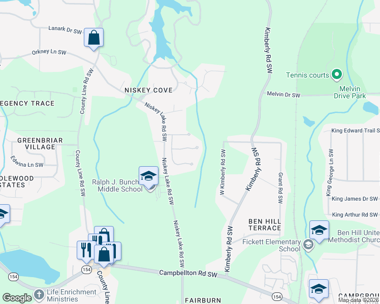 map of restaurants, bars, coffee shops, grocery stores, and more near 4032 Moheb Street Southwest in Atlanta