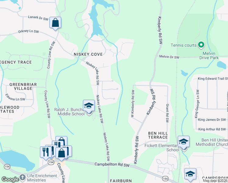 map of restaurants, bars, coffee shops, grocery stores, and more near 4032 Moheb Street Southwest in Atlanta