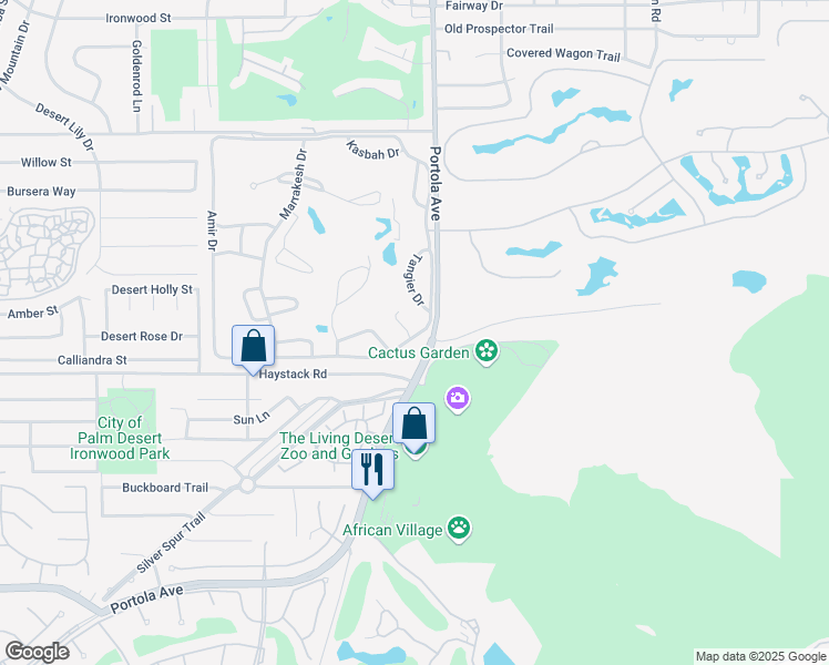 map of restaurants, bars, coffee shops, grocery stores, and more near 47470 Maroc Circle in Palm Desert