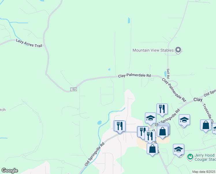 map of restaurants, bars, coffee shops, grocery stores, and more near 6299 Renda Circle in Pinson