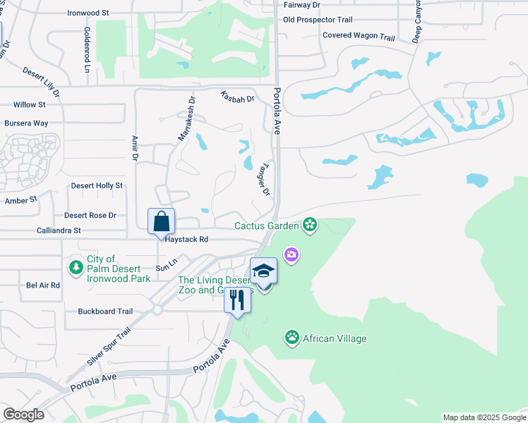 map of restaurants, bars, coffee shops, grocery stores, and more near 47470 Maroc Circle in Palm Desert