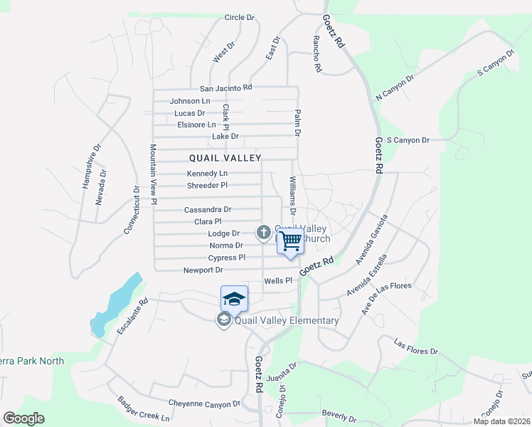 map of restaurants, bars, coffee shops, grocery stores, and more near 28674 Quail Place in Canyon Lake