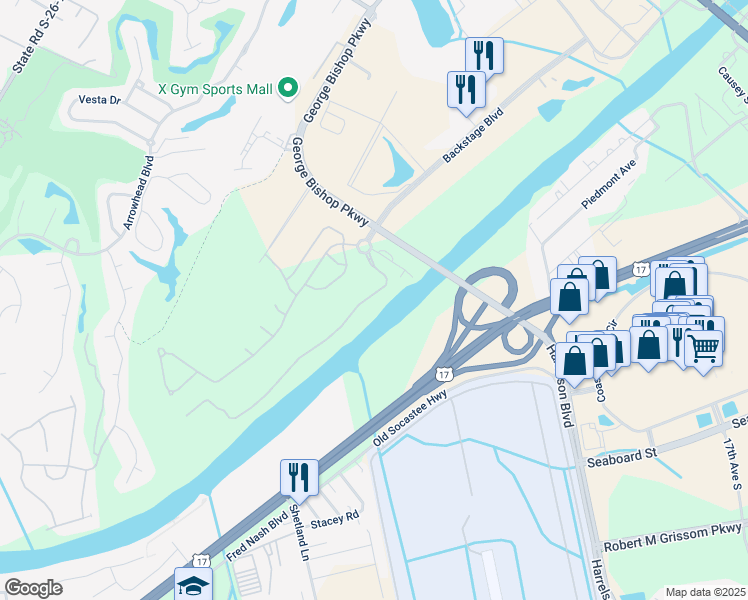 map of restaurants, bars, coffee shops, grocery stores, and more near 353 Harbour View Drive in Myrtle Beach