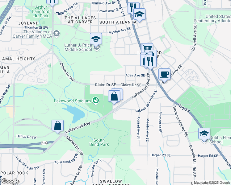map of restaurants, bars, coffee shops, grocery stores, and more near 108 Hillside Avenue Southeast in Atlanta