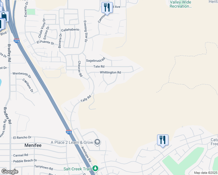 map of restaurants, bars, coffee shops, grocery stores, and more near 28718 Woodchester Way in Menifee