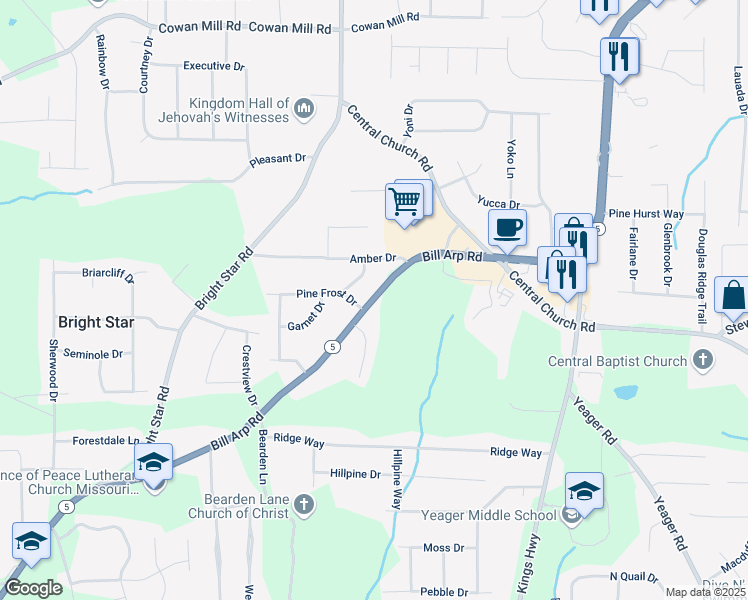 map of restaurants, bars, coffee shops, grocery stores, and more near 3760 Highway 5 in Douglasville