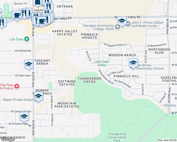 map of restaurants, bars, coffee shops, grocery stores, and more near 6124 West Alameda Road in Glendale