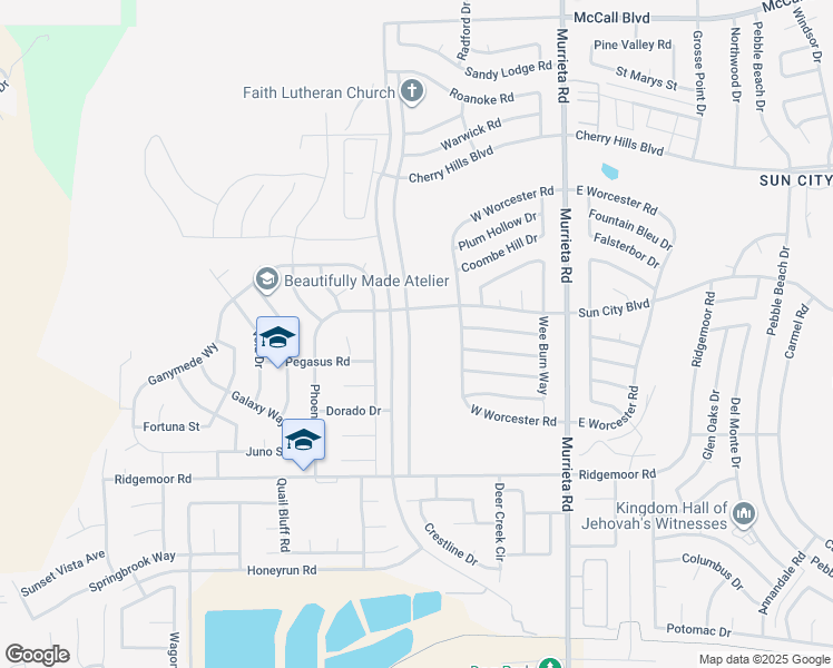 map of restaurants, bars, coffee shops, grocery stores, and more near 28670 Portsmouth Drive in Menifee