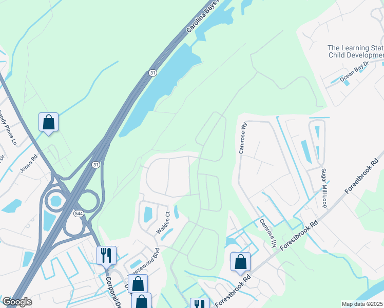 map of restaurants, bars, coffee shops, grocery stores, and more near 1011 Greencrest Court in Conway