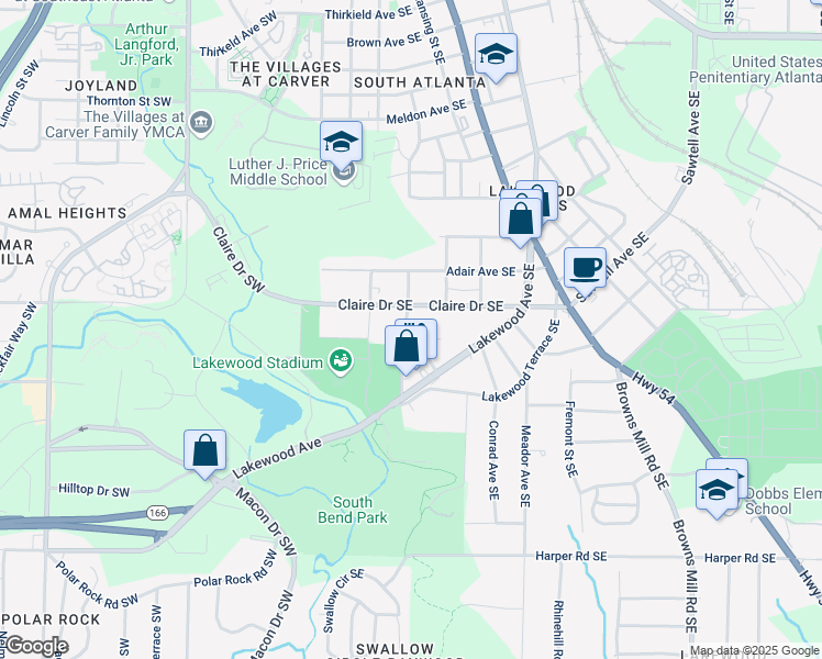map of restaurants, bars, coffee shops, grocery stores, and more near 108 Hillside Avenue Southeast in Atlanta