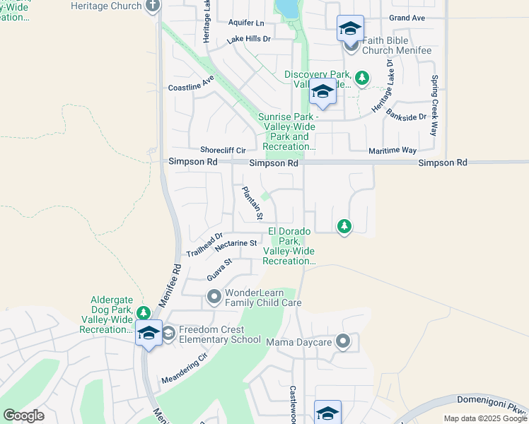 map of restaurants, bars, coffee shops, grocery stores, and more near 28690 Plantain Street in Menifee