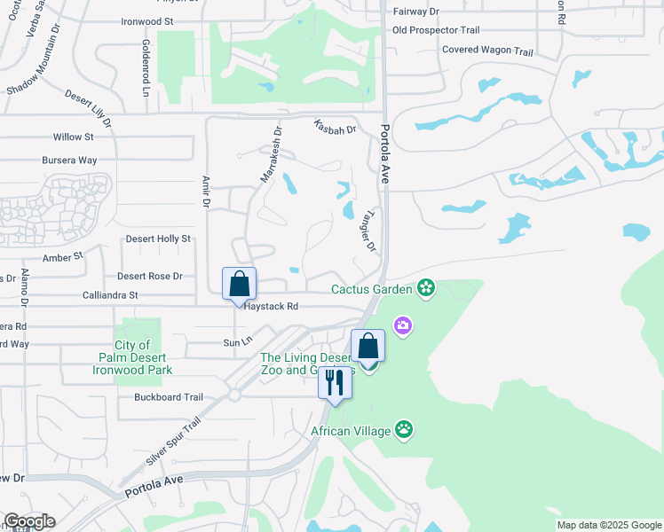 map of restaurants, bars, coffee shops, grocery stores, and more near 47432 Rabat Drive in Palm Desert