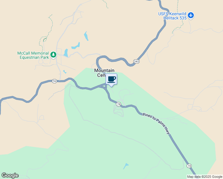 map of restaurants, bars, coffee shops, grocery stores, and more near 29470 California 243 in Mountain Center