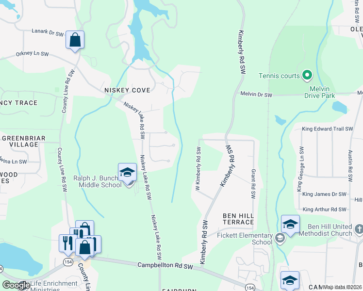 map of restaurants, bars, coffee shops, grocery stores, and more near 4015 Moheb Street Southwest in Atlanta