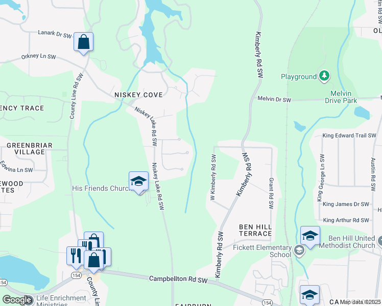 map of restaurants, bars, coffee shops, grocery stores, and more near 4015 Moheb Street Southwest in Atlanta